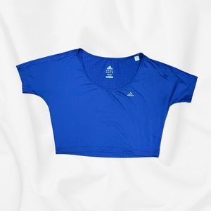 ADIDAS Women's Climacool Crop Short Sleeve T-Shirt in Royal Blue￨Size X-Small